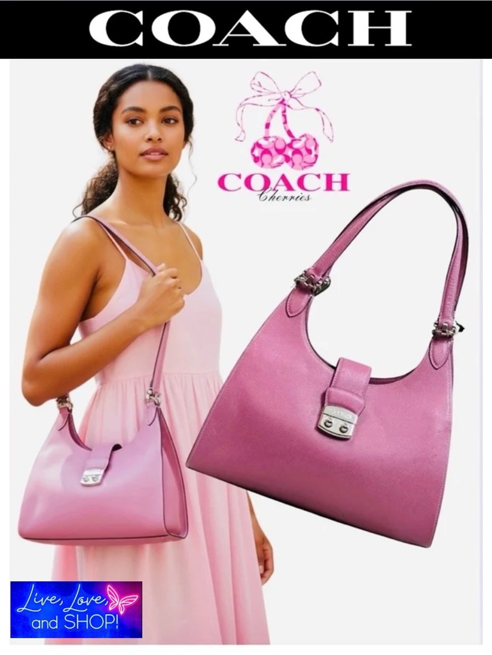 COACH - Avery Pink Crossgrain Leather Shoulder Bag, F37606. EUC